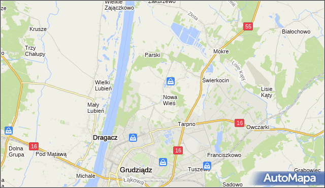 mapa Nowa Wieś gmina Grudziądz, Nowa Wieś gmina Grudziądz na mapie Targeo