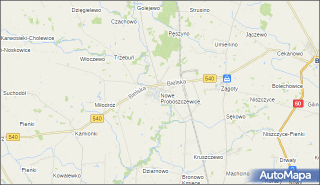 mapa Nowe Proboszczewice, Nowe Proboszczewice na mapie Targeo