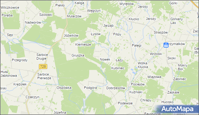 mapa Nowek, Nowek na mapie Targeo