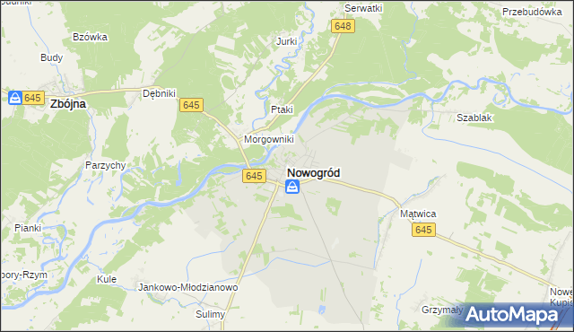 mapa Nowogród powiat łomżyński, Nowogród powiat łomżyński na mapie Targeo