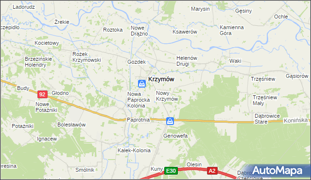 mapa Nowy Krzymów, Nowy Krzymów na mapie Targeo