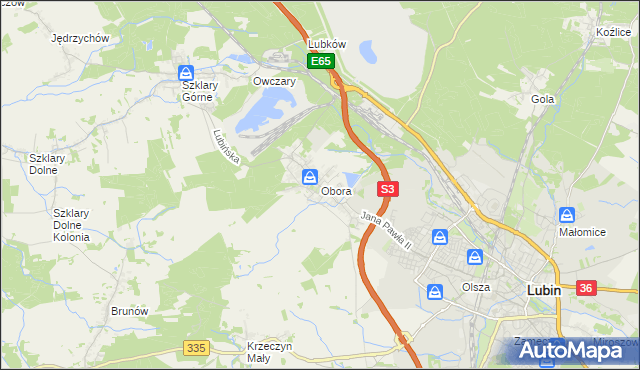 mapa Obora gmina Lubin, Obora gmina Lubin na mapie Targeo