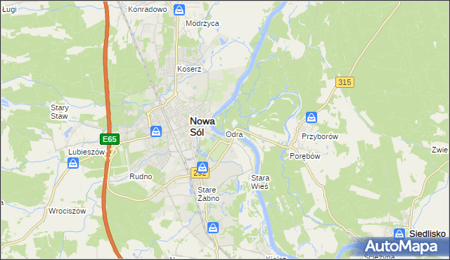mapa Odra gmina Nowa Sól, Odra gmina Nowa Sól na mapie Targeo