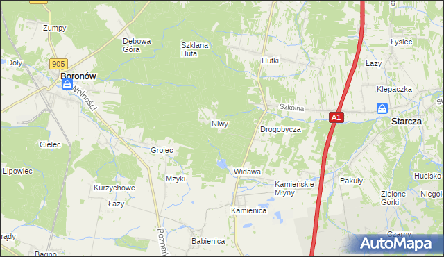 mapa Okrąglik gmina Woźniki, Okrąglik gmina Woźniki na mapie Targeo