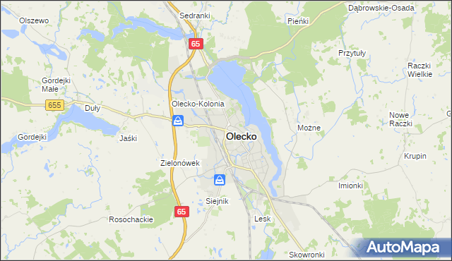 mapa Olecko, Olecko na mapie Targeo