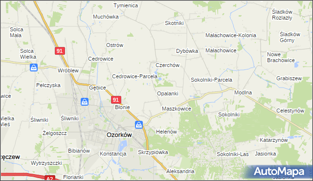 mapa Opalanki gmina Ozorków, Opalanki gmina Ozorków na mapie Targeo