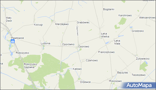 mapa Oporowo gmina Krzemieniewo, Oporowo gmina Krzemieniewo na mapie Targeo