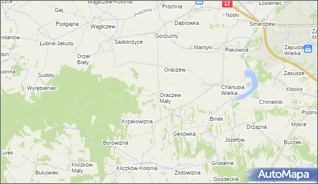 mapa Oraczew Mały, Oraczew Mały na mapie Targeo