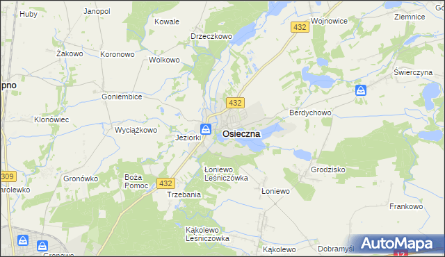 mapa Osieczna powiat leszczyński, Osieczna powiat leszczyński na mapie Targeo
