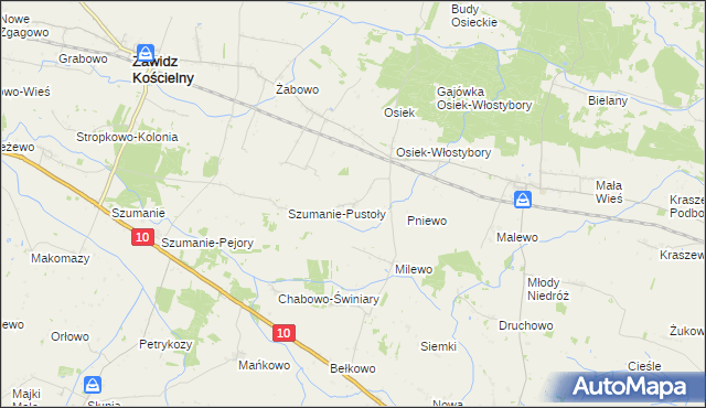 mapa Osiek Piaseczny, Osiek Piaseczny na mapie Targeo