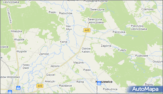 mapa Ostrów Kaliski, Ostrów Kaliski na mapie Targeo