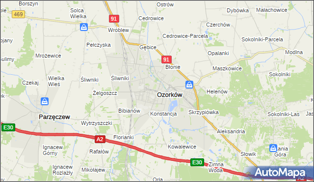 mapa Ozorków, Ozorków na mapie Targeo