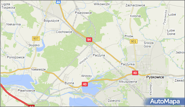 mapa Paczyna, Paczyna na mapie Targeo