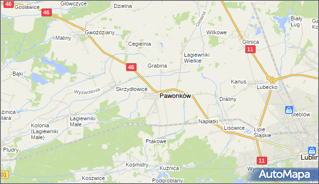 mapa Pawonków, Pawonków na mapie Targeo