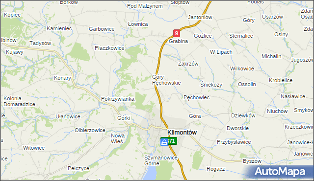 mapa Pęchów, Pęchów na mapie Targeo