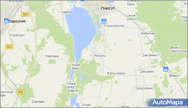 mapa Perzyny gmina Zbąszyń, Perzyny gmina Zbąszyń na mapie Targeo