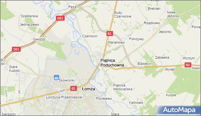 mapa Piątnica Poduchowna, Piątnica Poduchowna na mapie Targeo