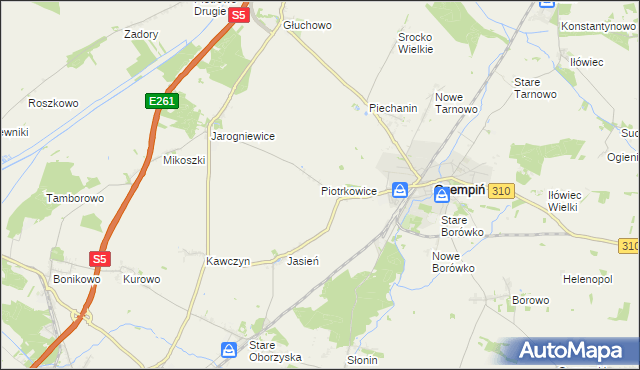 mapa Piotrkowice gmina Czempiń, Piotrkowice gmina Czempiń na mapie Targeo