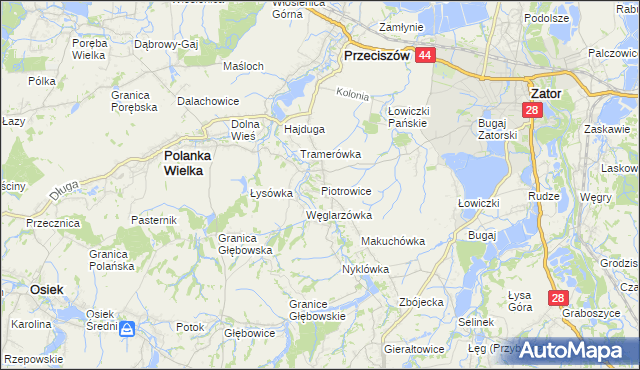 mapa Piotrowice gmina Przeciszów, Piotrowice gmina Przeciszów na mapie Targeo