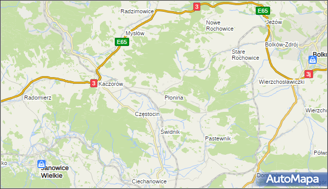 mapa Płonina gmina Bolków, Płonina gmina Bolków na mapie Targeo