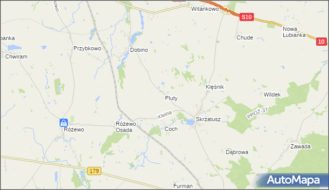 mapa Pluty gmina Szydłowo, Pluty gmina Szydłowo na mapie Targeo