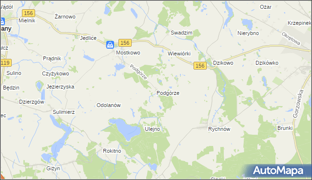 mapa Podgórze gmina Barlinek, Podgórze gmina Barlinek na mapie Targeo