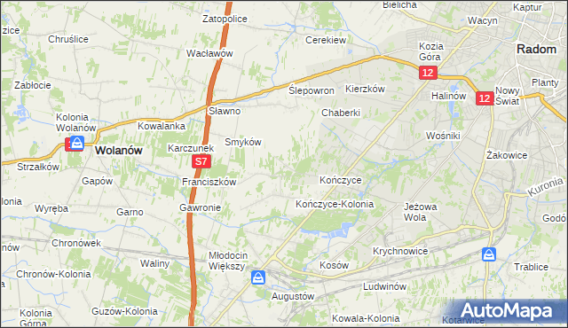 mapa Podkończyce, Podkończyce na mapie Targeo