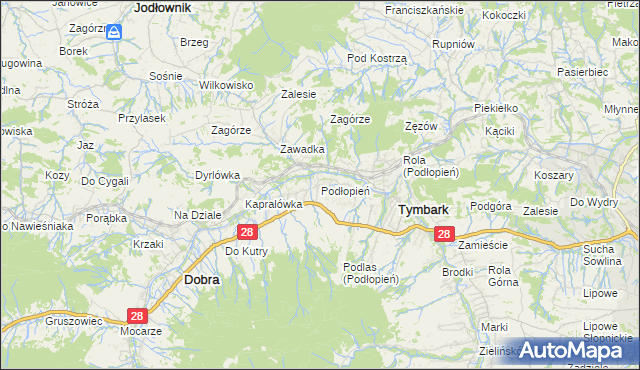 mapa Podłopień, Podłopień na mapie Targeo