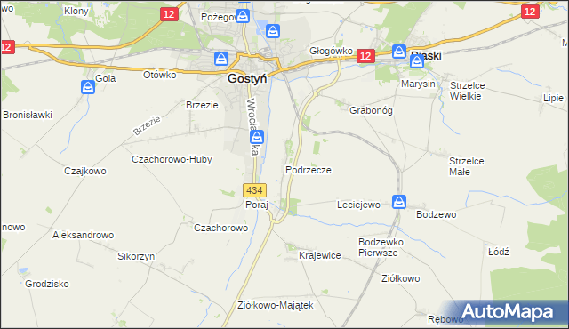 mapa Podrzecze gmina Piaski, Podrzecze gmina Piaski na mapie Targeo