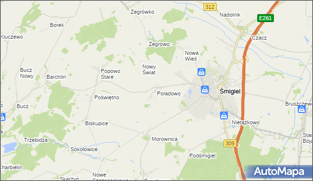 mapa Poladowo, Poladowo na mapie Targeo