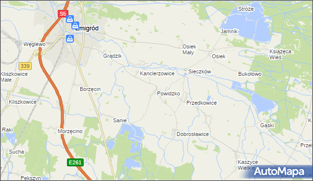 mapa Powidzko, Powidzko na mapie Targeo