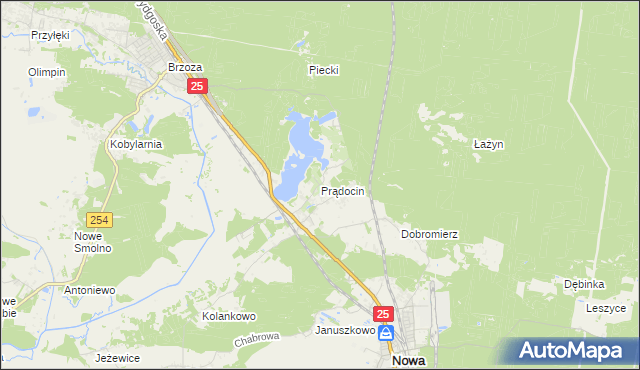 mapa Prądocin gmina Nowa Wieś Wielka, Prądocin gmina Nowa Wieś Wielka na mapie Targeo