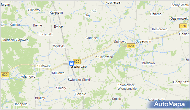 mapa Prusinowice gmina Świercze, Prusinowice gmina Świercze na mapie Targeo