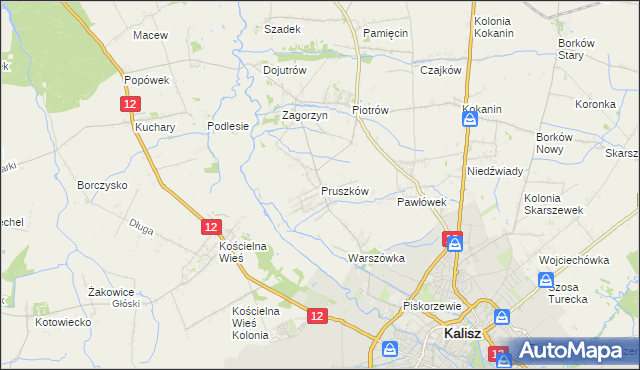 mapa Pruszków gmina Blizanów, Pruszków gmina Blizanów na mapie Targeo