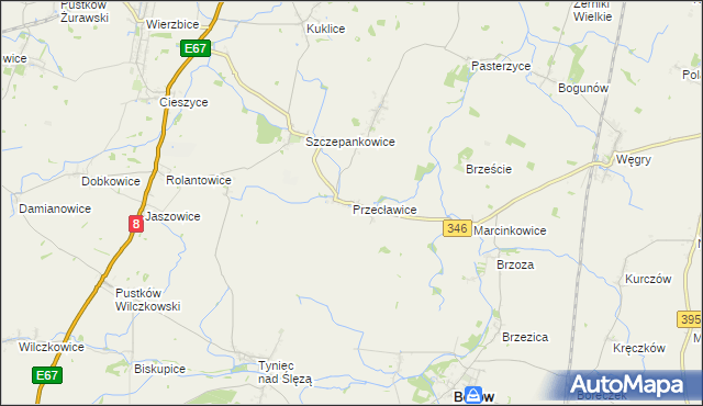 mapa Przecławice gmina Żórawina, Przecławice gmina Żórawina na mapie Targeo