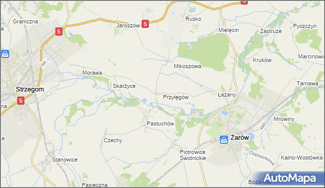 mapa Przyłęgów, Przyłęgów na mapie Targeo