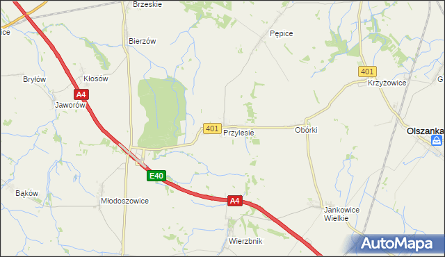 mapa Przylesie gmina Olszanka, Przylesie gmina Olszanka na mapie Targeo