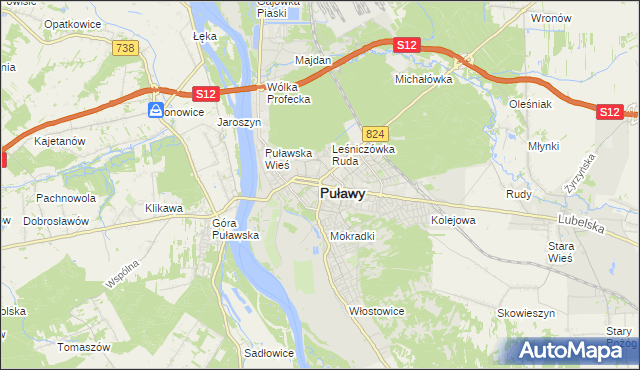 mapa Puław, Puławy na mapie Targeo