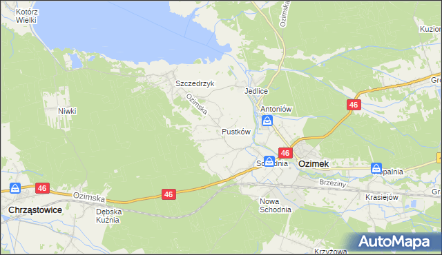 mapa Pustków gmina Ozimek, Pustków gmina Ozimek na mapie Targeo