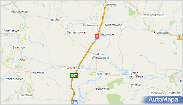 mapa Pustków Wilczkowski, Pustków Wilczkowski na mapie Targeo