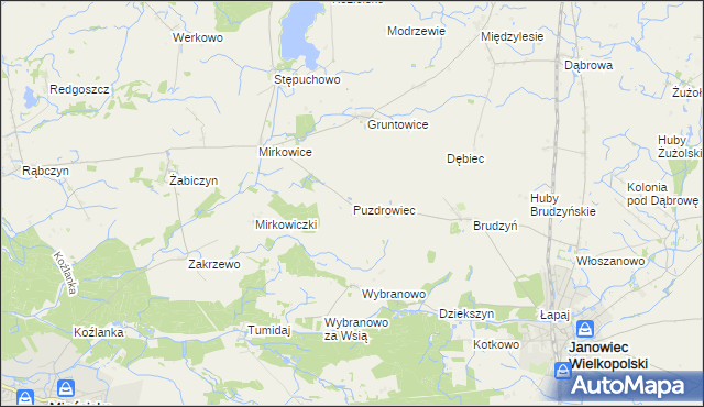 mapa Puzdrowiec, Puzdrowiec na mapie Targeo