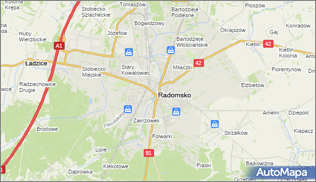 mapa Radomsko, Radomsko na mapie Targeo