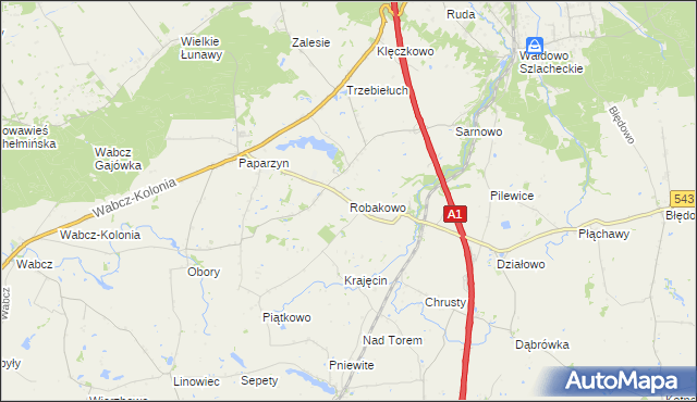 mapa Robakowo gmina Stolno, Robakowo gmina Stolno na mapie Targeo