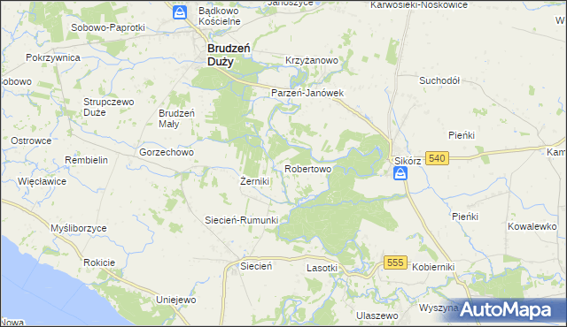 mapa Robertowo, Robertowo na mapie Targeo