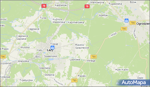 mapa Rokitno Szlacheckie, Rokitno Szlacheckie na mapie Targeo