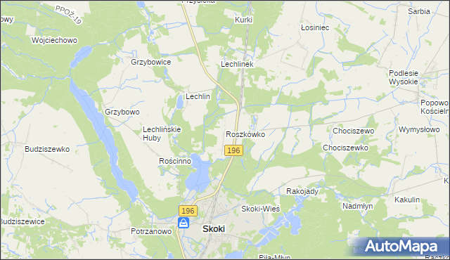 mapa Roszkówko gmina Skoki, Roszkówko gmina Skoki na mapie Targeo