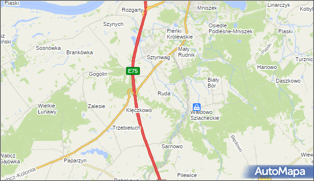 mapa Ruda gmina Grudziądz, Ruda gmina Grudziądz na mapie Targeo