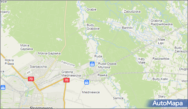 mapa Ruda gmina Skierniewice, Ruda gmina Skierniewice na mapie Targeo