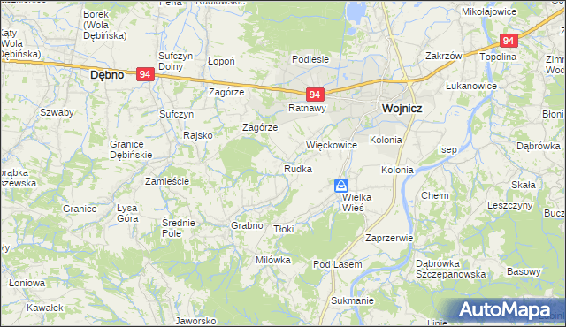 mapa Rudka gmina Wojnicz, Rudka gmina Wojnicz na mapie Targeo