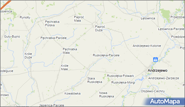 mapa Ruskołęka-Parcele, Ruskołęka-Parcele na mapie Targeo